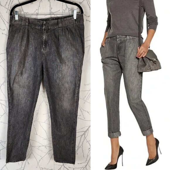 Rag & Bone Silver Chambray High Rise Pleated Aberdeen Trousers - Picture 1 of 6